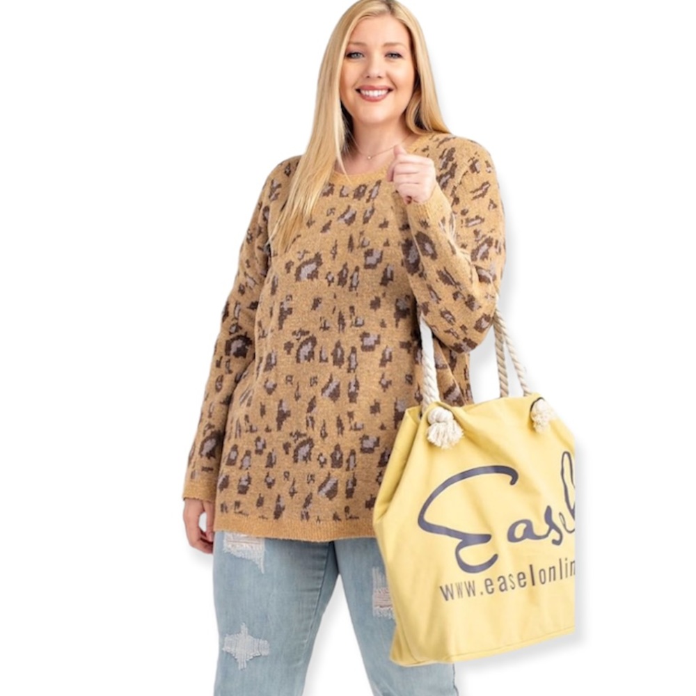 NWT Easel Plus Size Animal Print Pullover Sweater